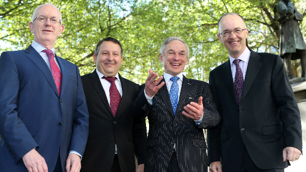 Pictured: Barry O'Leary, IDA Ireland, Frank Koehn, SAP , Minister for Jobs, Enterprise & Innovation Richard Bruton, and Liam Ryan, SAP Ireland.