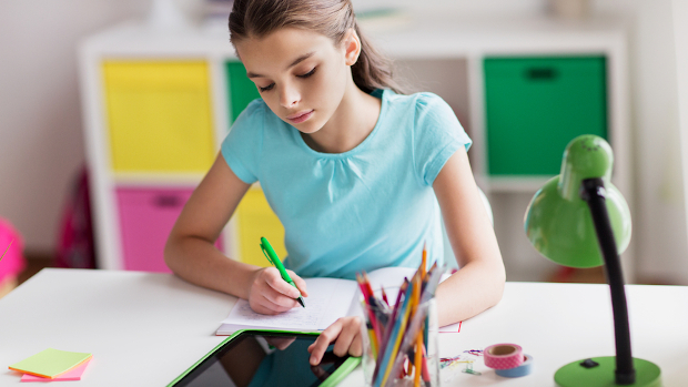 Schoolgirl with tablet PC