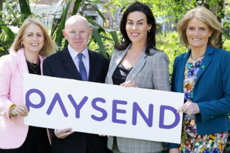 Céline Singleton and Ronald Millar, Paysend; Minister of State at the Department of Finance Jennifer Carroll MacNeill; and Mary Buckley, IDA Ireland