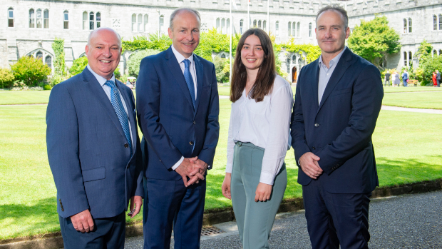 Prof Paul Hurley, UCC and Tyndall; Tánaiste Micheál Martin; Simone Dulfer; Pádraig Hughes, Reality Labs Hardware Division, Meta Ireland