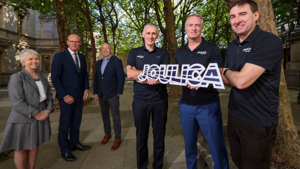 Pictured: Anne Lanigan; Minister for Enterprise, Trade & Employment, Simon Coveney; Niall McEvoy, Elkstone; Tony McCormack, Joe Smyth and Diarmuid Leonard, Joulica