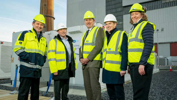 Pictured: Jim Dollard, ESB; Sean Rapple, Kirby Group; Minister for the Environment, Climate & Communications Eamon Ryan; Paul McCusker, Fluence; and Claire Quane, ESB