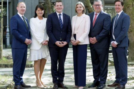 Pictured: Michael Lohan and Anne Marie Tierney Le Roux, IDA Ireland; Minister Peter Burke; Deborah Threadgold, IBM Ireland; James Kavanagh and Keith Lynch, Red Hat