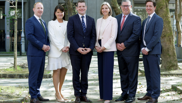 Pictured: Michael Lohan and Anne Marie Tierney Le Roux, IDA Ireland; Minister Peter Burke; Deborah Threadgold, IBM Ireland; James Kavanagh and Keith Lynch, Red Hat