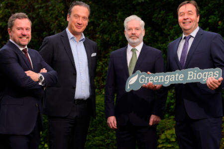 Pictured: Edward Lilleystone, Greengate Biogas; Andreas F. Brandt, CIP; Andrew Bernard and Leon Mekitarian, Greengate Biogas