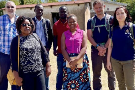 Prof. Kevin McGuigan, RCSI; Prof. Christabel Kambala, Desire Mussa, Hector Chilimanji and Liz Kogoya, MUBAS; Dr Jakub Gajewski and Dr Chiara Pitalis, RCSI