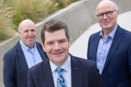 Pictured: Prof Theo Lynn, DCU Business School; Minister for Enterprise, Trade & Employment Peter Burke; and David Curtin, .ie