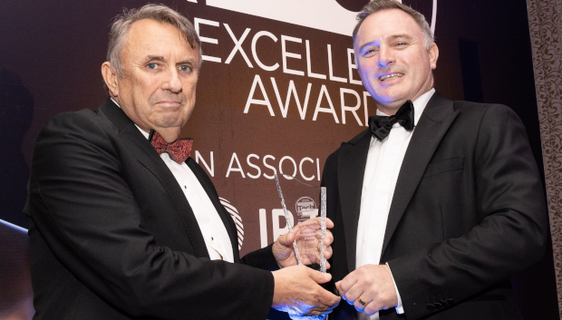 John Purdy receives the lifetime achievement award from Ross Murray, Digital Well