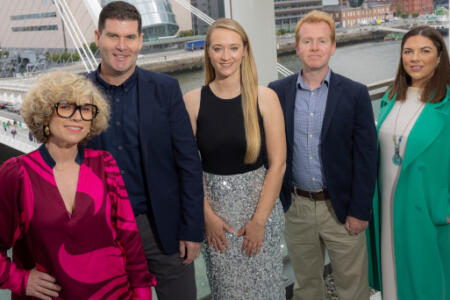 Pictured: Sonya Lennon; Pádraig Sheerin, Three Ireland; Niamh Tallon, Her Sport; Michael O’Dea, Enterprise Ireland; and Tara Elzingre, Enterprise Nation