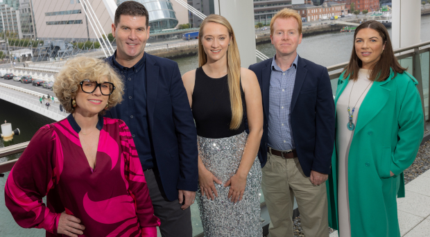 Pictured: Sonya Lennon; Pádraig Sheerin, Three Ireland; Niamh Tallon, Her Sport; Michael O’Dea, Enterprise Ireland; and Tara Elzingre, Enterprise Nation