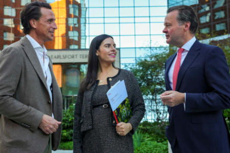 Pictured: Michael Carr, Clodagh Rochford, and Peter Brady, Aon Ireland