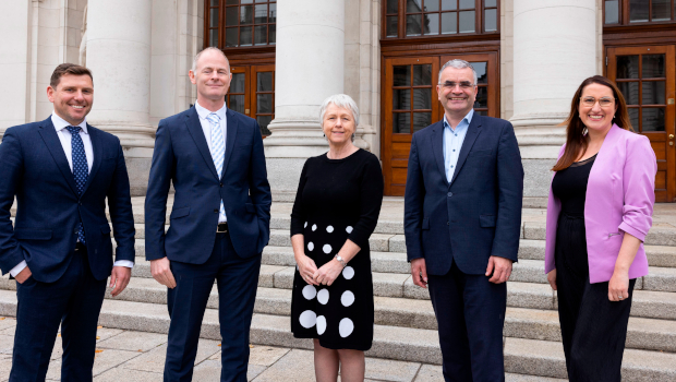 Pictured: Joseph Stephens, NCSC; Minister Ossian Smyth; Anne Lanigan, Enterprise Ireland; Ministers Dara Calleary and Emer Higgins