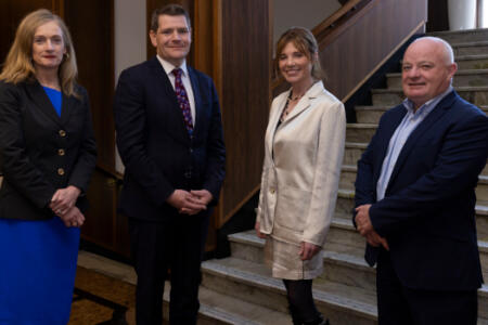 Marina Donohoe, Enterprise Ireland; Minister Peter Burke; Tara Dalton, and Niall Olden, Altratech