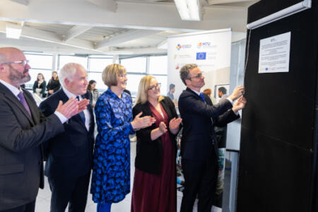 Pictured: Hugh McGlynn, Jimmy Deenihan, Prof Maggie Cusack, Marie Harnett, and Minister of Further and Higher Education, Research, Innovation & Science Patrick O'Donovan