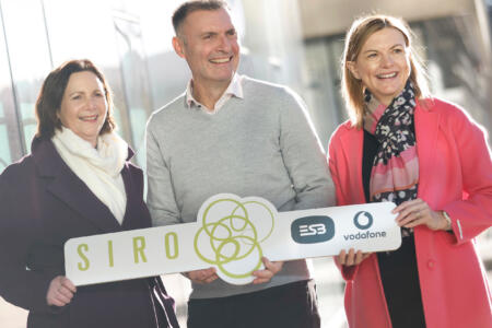 Pictured: Amanda Nelson, ESB; John Keaney, SIRO; Amanda Nelson, Vodafone