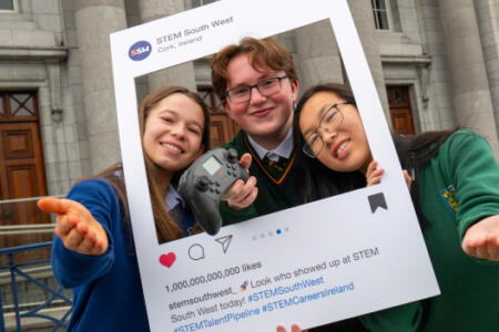 Lily Morrissey, Mount Mercy Secondary School; Gearoid Kelly, Ashon Secondary School; and Hanah O'Driscoll, St. Angel's College