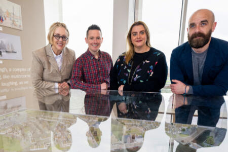 Pictured: Eithne Verling, Galway City Museum; Darren Muldoon and Laura Mackin, Liberty IT; and Damien Donnellan, Galway City Museum