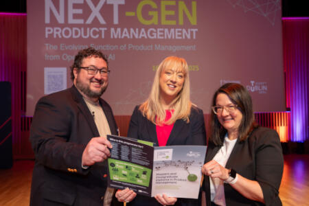 Pictured John Haggerty; Una Fitzpatrick, Technology Ireland; and Denise Tilles, Grocke