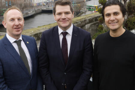 Pictured: Michael Lohan, CEO, IDA Ireland; Minister for Enterprise, Tourism and Employment Peter Burke; Chase Lochmiller, Crusoe