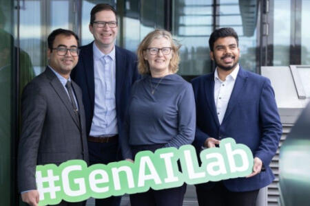 Pictured: Dr Ashish Jha, Trinity Business School and ADAPT Centre; Jamie Cudden, Dublin City Council; Yvonne C. Kelly, Dublin City Council; and Dr Khizer Biyabani, Adapt