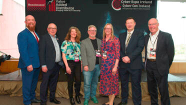 Pictured: Paul C. Dwyer, Michael Conway, Gill Thomas, Charlie Taylor, Tracy Pound, Pat Ryan, and Paul Edmondson at Cyber Expo 2024